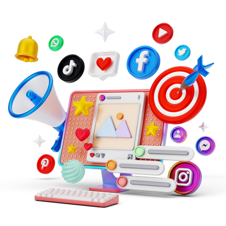 social-media-marketing-3d-illustration-download-in-png-blend-fbx-gltf-file-formats--analytics-logo-digital-advertising-and-pack-branding-illustrations-5862479